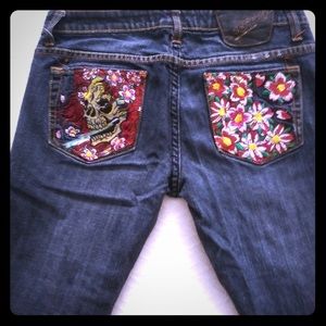 Ed Hardy women’s embroidery denim pants